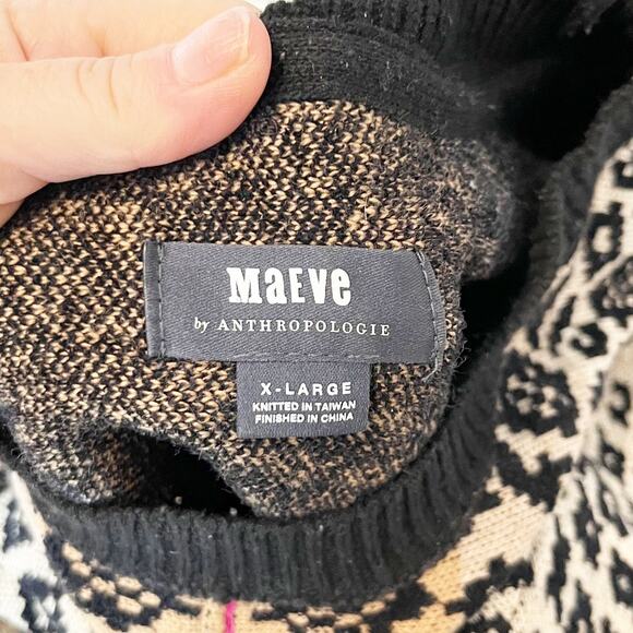 Anthropologie Maeve Ellinor Short Sleeve Leopard Sweater Brown Black XL - Picture 4 of 9